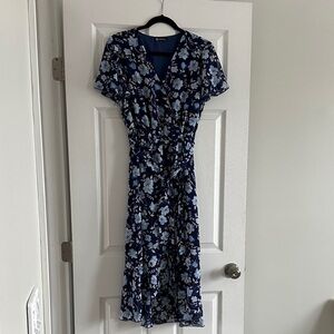 Floral Blue Wrap Dress